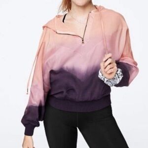 Victoria’s Secret Pink/Purple Ombre Quarter Zip Cropped Hoodie. Size Medium